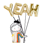 99px.ru аватар Девушка держит в руке воздушные шарики-буквы, образующие слово YEAH