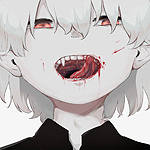 99px.ru аватар Мальчик-демон с красными глазами облизывает окровавленные клыки