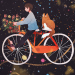 99px.ru аватар Мальчик с кошкой на велосипеде