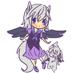 99px.ru аватар Чернокрылый чибик с котом на белом фоне, by CuteNikeChan