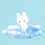 99px.ru аватар Белый кролик смотрит на плывющие облака, отражающиеся в луже