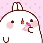 99px.ru аватар Кролик Моланг / Molang из одноименного мультфильма ест пончик