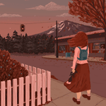Аватар Девушка с цветами в руках стоит на улице во время ветра и листопада