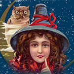 99px.ru аватар Девочка-шатенка в серой шляпе на фоне совы и луны