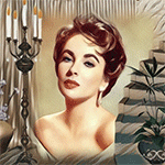 99px.ru аватар Элизабет Тейлор на фоне горящих свечей и цветка в вазе