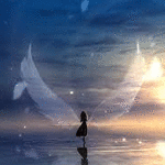 99px.ru аватар Девушка с крыльями стоит на воде на фоне заката