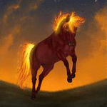 99px.ru аватар Лошадь с огненной гривой и хвостом на фоне неба, by Paardjee