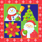 99px.ru аватар Дед мороз, снеговик, елка и цветок в рамке