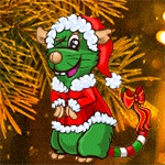 Аватар Зеленая крыса в новогоднем костюме на фоне веток ели