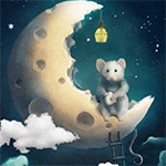 99px.ru аватар Мышь сидит на сыре в виде луны на фоне фонаря и облаков