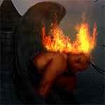 99px.ru аватар Черный ангел с крыльями на фоне огня