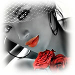 Аватар Девушка с вуалью на фоне красных роз