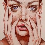 Аватар Девушка держит руки на лице