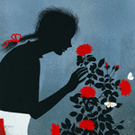 99px.ru аватар Девушка нюхает розу, by taschaka Акимова Наталья