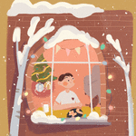 99px.ru аватар Мальчик сидит перед окном, за которым идет снег