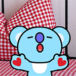 Аватар Голубой медвежонок с воздушным поцелуем в виде сердечек