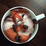 99px.ru аватар Лисенок пытается устроиться в стоящей на столе кружке, by silverfox