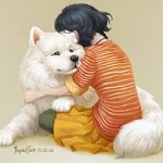 Аватар Девочка обнимает собаку