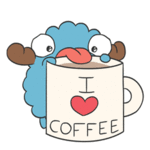 99px.ru аватар Барашек пьет кофе из чашки с надписью (I love coffee)