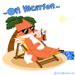 99px.ru аватар Рыжий лис лежит под пальмой на шезлонге с коктейлем в руках у моря (on vacation / в отпуске)