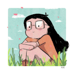 99px.ru аватар Девочка сидит в траве, обняв коленки руками
