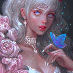 99px.ru аватар Девушка с голубой бабочкой на руке, автор serafleur