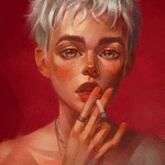 Аватар Девушка с сигаретой в руке у рта, автор Angel Ganev
