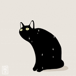 Аватар Черный кот на белом фоне