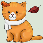 99px.ru аватар Рыжий котенок под падающей листвой, by cutecolorful