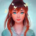 99px.ru аватар Девушка с бабочками на волосах, by RaidesArt