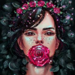 Аватар Портрет девушки с розой во рту, by 1NFIN1TY