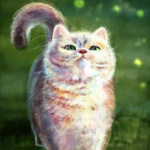 Аватар Милый котик на зеленом фоне, by 1NFIN1TY