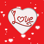 Аватар Сердечко с надписью Love / любовь на красном фоне, by KmyGraphic