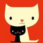 99px.ru аватар Черный и белый коты на оранжевом фоне
