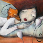 99px.ru аватар Спящая девушка с рыжим котом