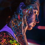 Аватар Девушка с краской на лице и руке