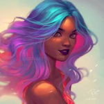 99px.ru аватар Девушка с розово-голубыми волосами, by RaidesArt
