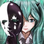 99px.ru аватар Vocaloid Hatsune Miku / Вокалоид Хатсуне Мику с черно-белой маской, by Lucky