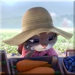Аватар Грустная Джуди Хопс из м / ф Зверополис в соломенной шляпе и розовой рубашке торгует овощами и фруктами возле поля
