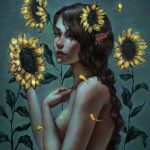 Аватар Девушка - эльф стоит у подсолнухов, автор Maria Makovetskaya