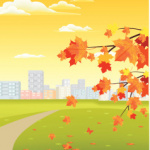 99px.ru аватар Дорога к городу, на переднем плане осенняя веточка с падающей листвой