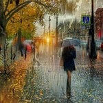 99px.ru аватар Девушка с зонтом идет по осеннему дождливому городу