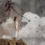 99px.ru аватар Девушка в белом платье стоит под падающими осенними листьями
