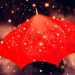 99px.ru аватар Парень под красным зонтом с мерцающими звездами, by nkimillustrate