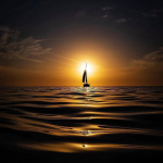 Аватар Парусник на воде на фоне заката солнца