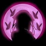 99px.ru аватар Силуэт девушки с бабочками на фоне луны