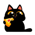 99px.ru аватар Черный кот кушает пиццу