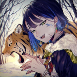 99px.ru аватар Девушка с синими волосами стоит рядом с тигром