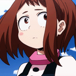 Аватар Очако Урарака / Ochako Uraraka из аниме Моя геройская академия / Boku no Hero Academia с развевающими волосами