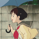 99px.ru аватар Сидзуку Цукисима / Shizuku Tsukishima из аниме Шепот сердца / Mimi wo Sumaseba бежит с зонтом в руке